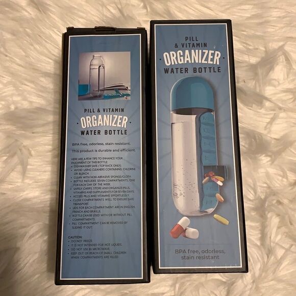 Set of two pill and vitamin organizers/water bottle NWT - Picture 1 of 6